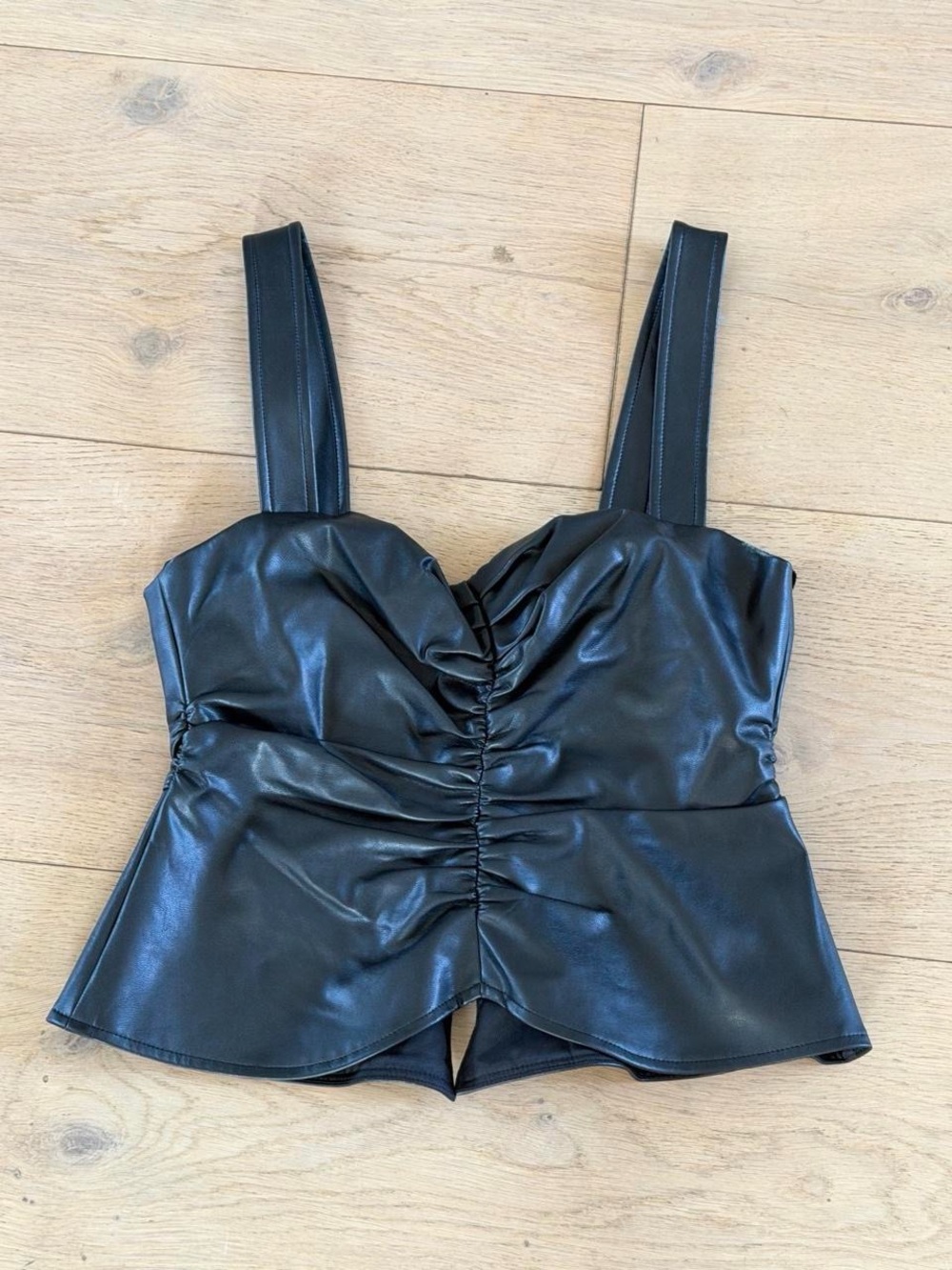 A.L.C. Black Faux Leather Top